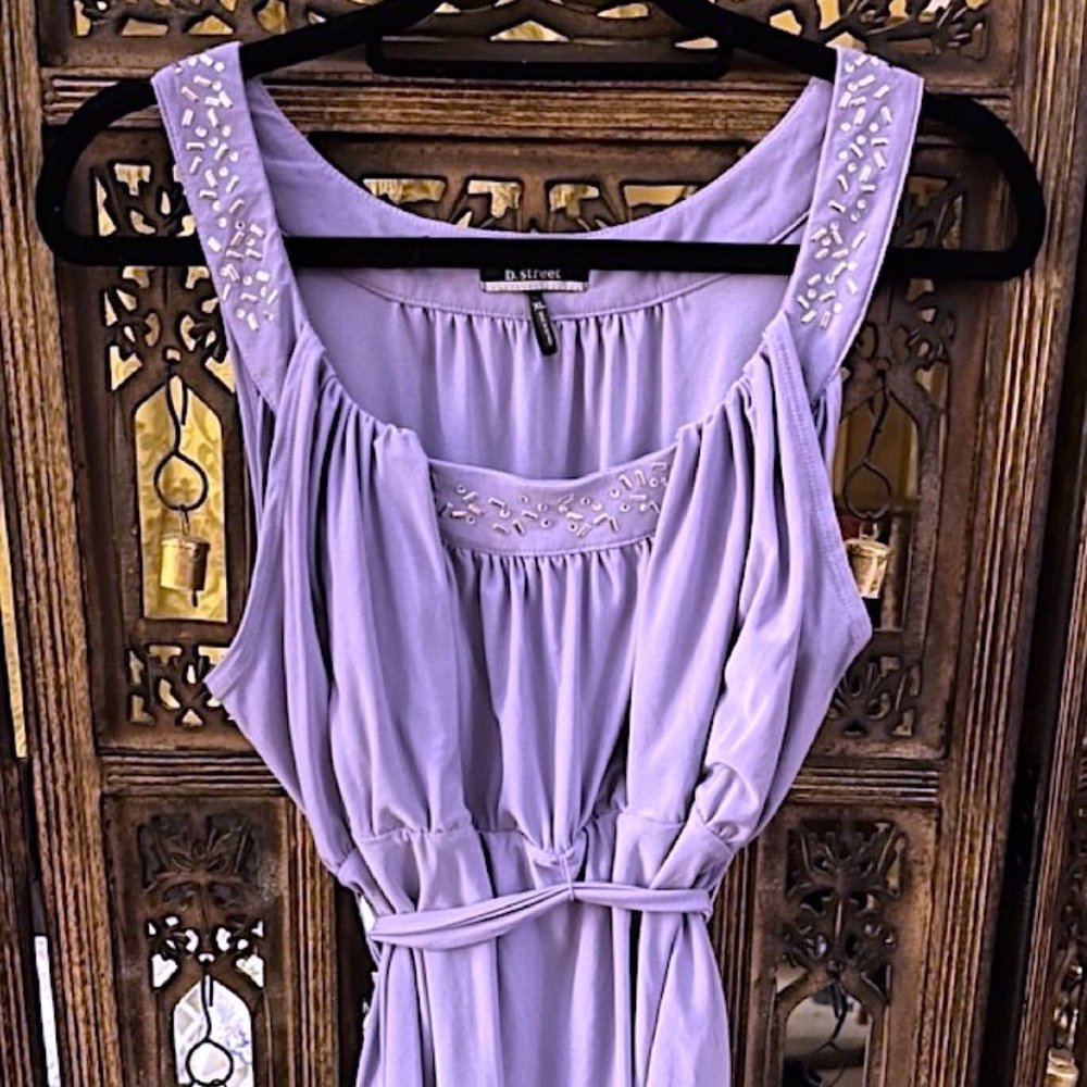 B. STREET LAVENDER PURPLE SLEEVELESS DRESS TOP WITH FLAT STUDS AND BELT XL